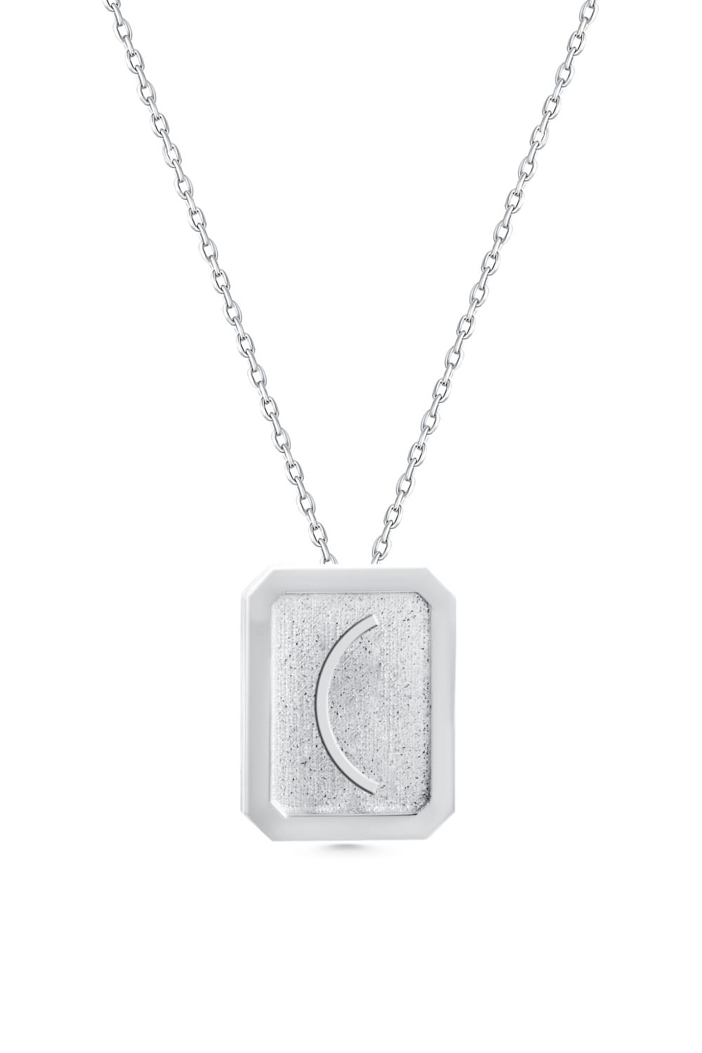 Cansui-Dikdörtgen C Harf Gümüş Kolye-Kolye-1-Milagron.com