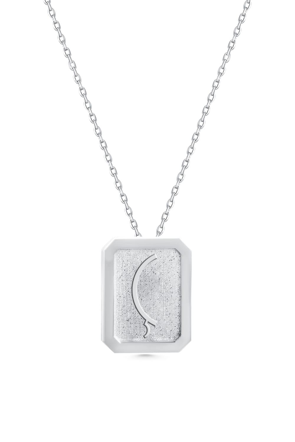 Cansui-Dikdörtgen Ç Harf Gümüş Kolye-Kolye-1-Milagron.com