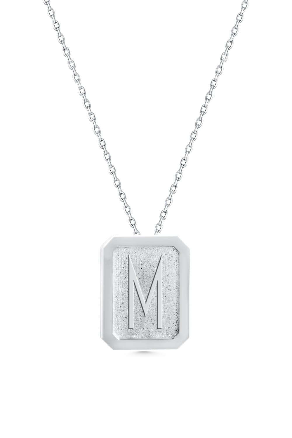 Cansui-Dikdörtgen M Harf Gümüş Kolye-Kolye-1-Milagron.com