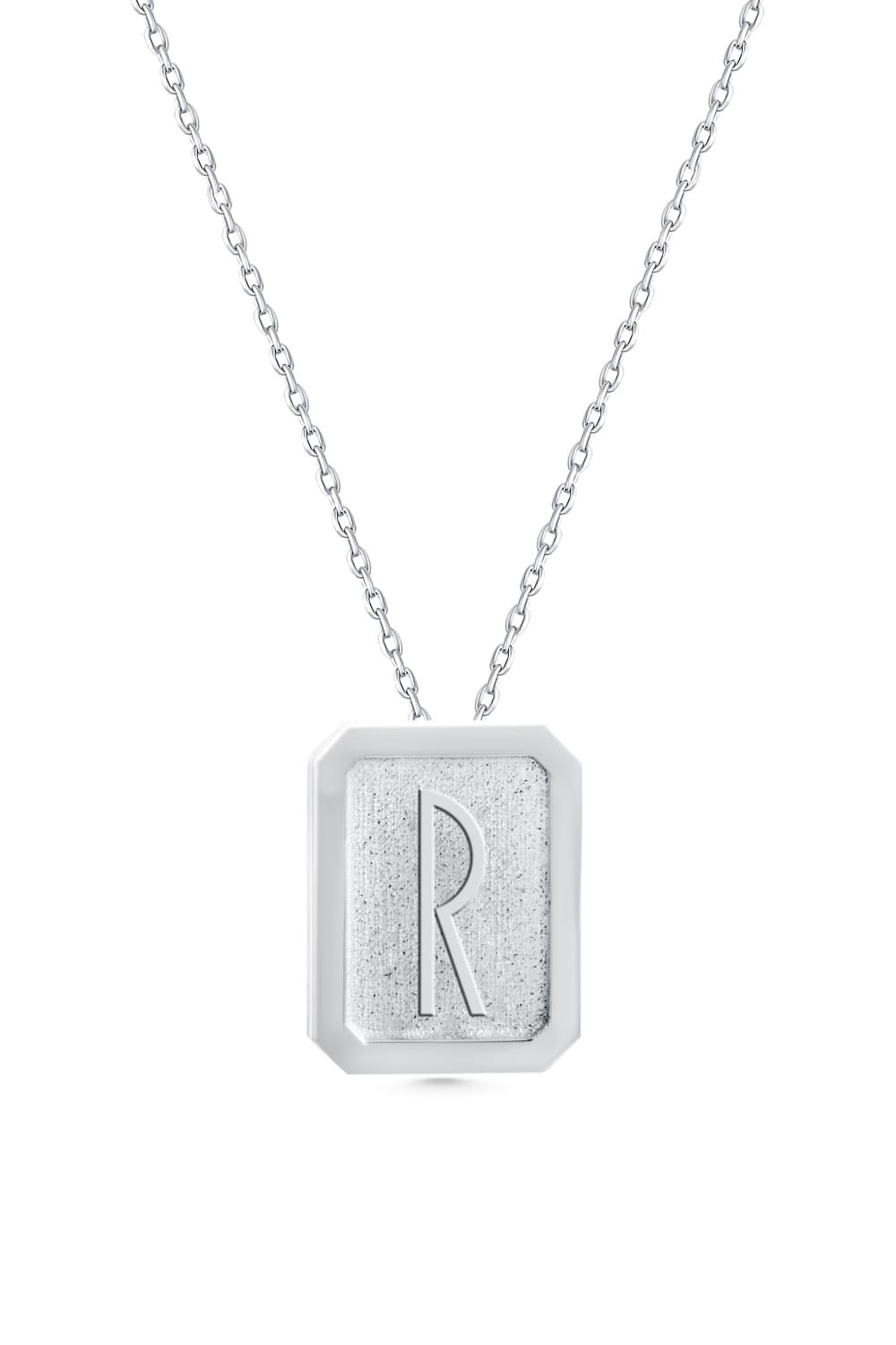 Cansui-Dikdörtgen R Harf Gümüş Kolye-Kolye-1-Milagron.com