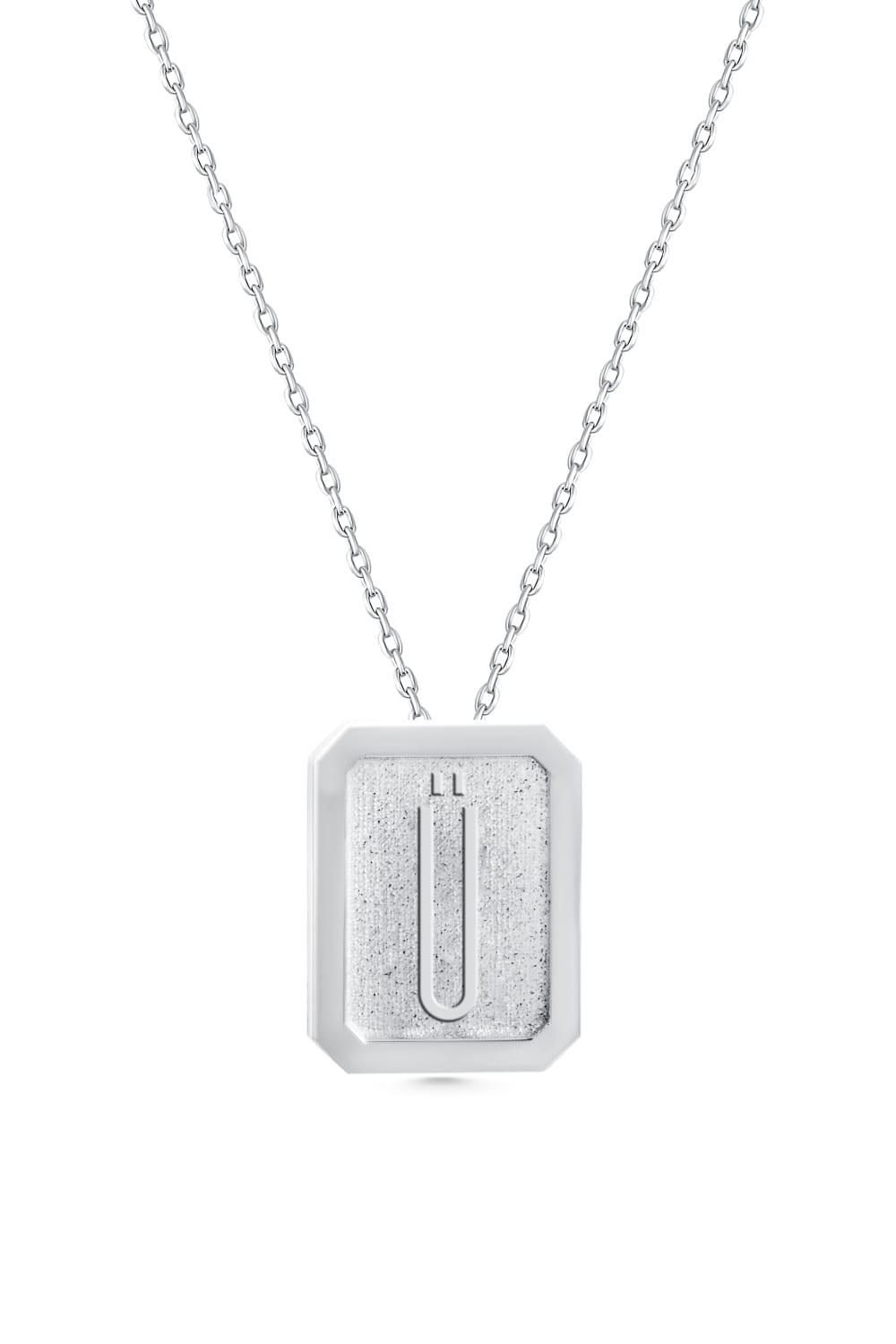Cansui-Dikdörtgen Ü Harf Gümüş Kolye-Kolye-1-Milagron.com
