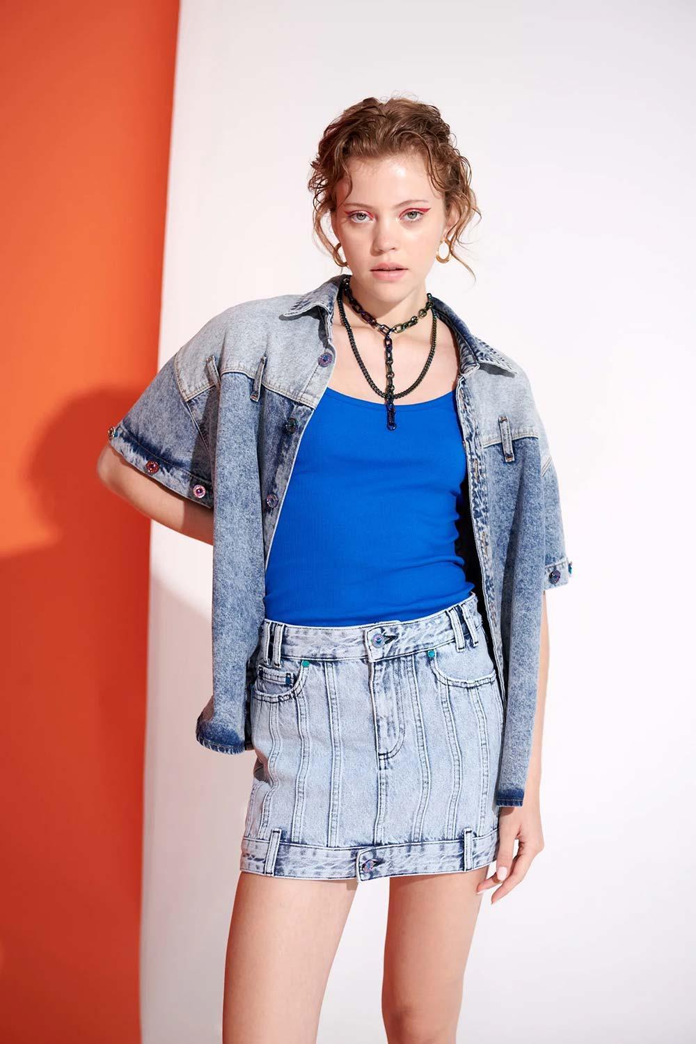 Certain-Ivy Skirt Acid Blue Wash-Etek-1-Milagron.com