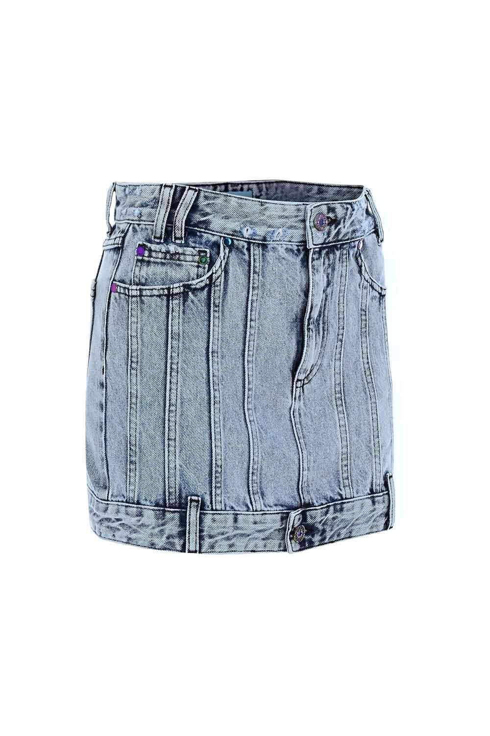 Certain-Ivy Skirt Acid Blue Wash-Etek-5-Milagron.com