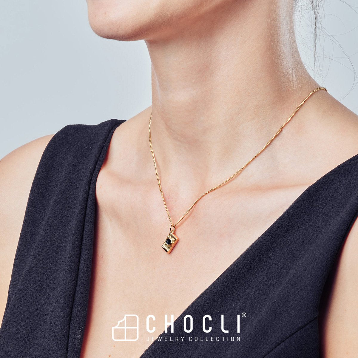 Chocli-18 Ayar Altın Kaplama Fotoğraf Makinası Kolye-Kolye-8-Milagron.com