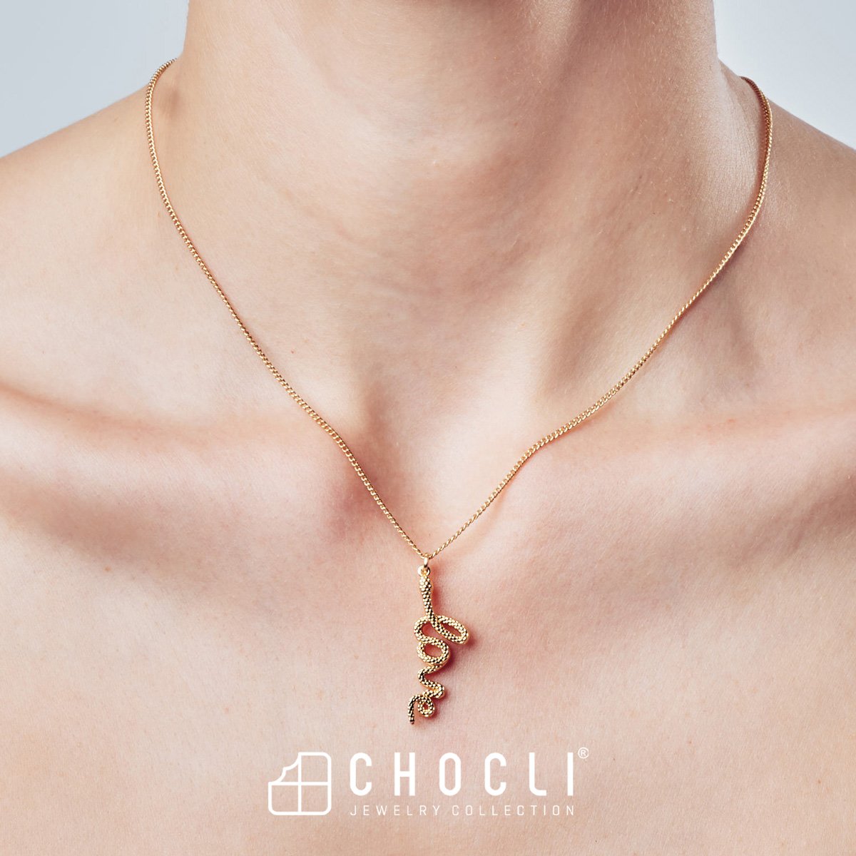 Chocli-18 Ayar Altın Kaplama Love Snake Kolye-Kolye-7-Milagron.com