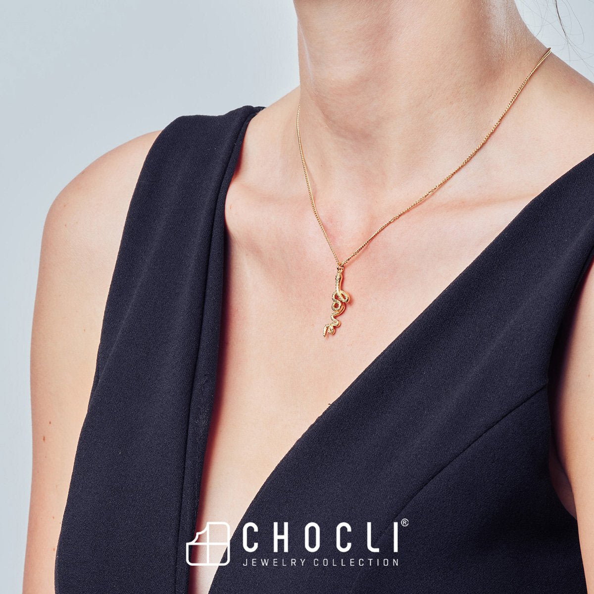 Chocli-18 Ayar Altın Kaplama Love Snake Kolye-Kolye-8-Milagron.com