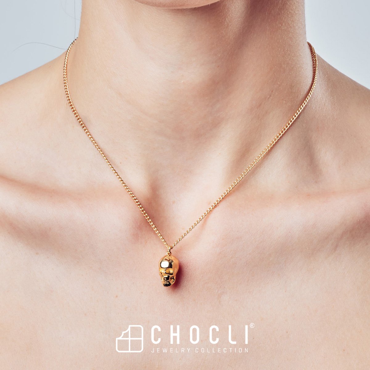 Chocli-18 Ayar Altın Kaplama Skull Kolye-Kolye-7-Milagron.com