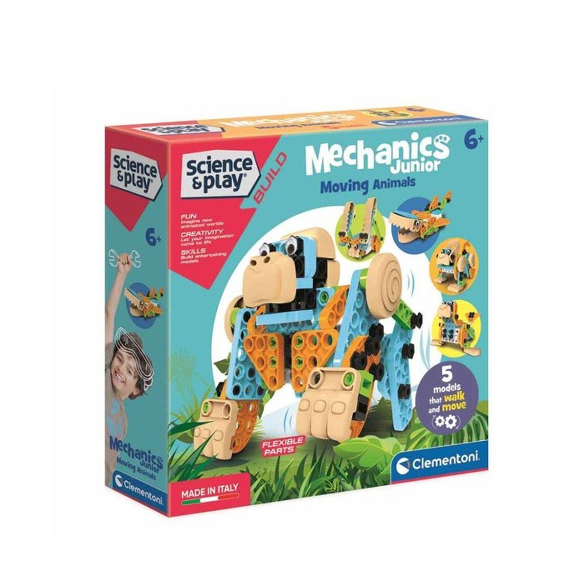 Clementoni-Mechanics Junior Hareketli Hayvanlar Mekanik Lab. /Bilimve Oyun +8 Yaş-Oyun Setleri-1-Milagron.com