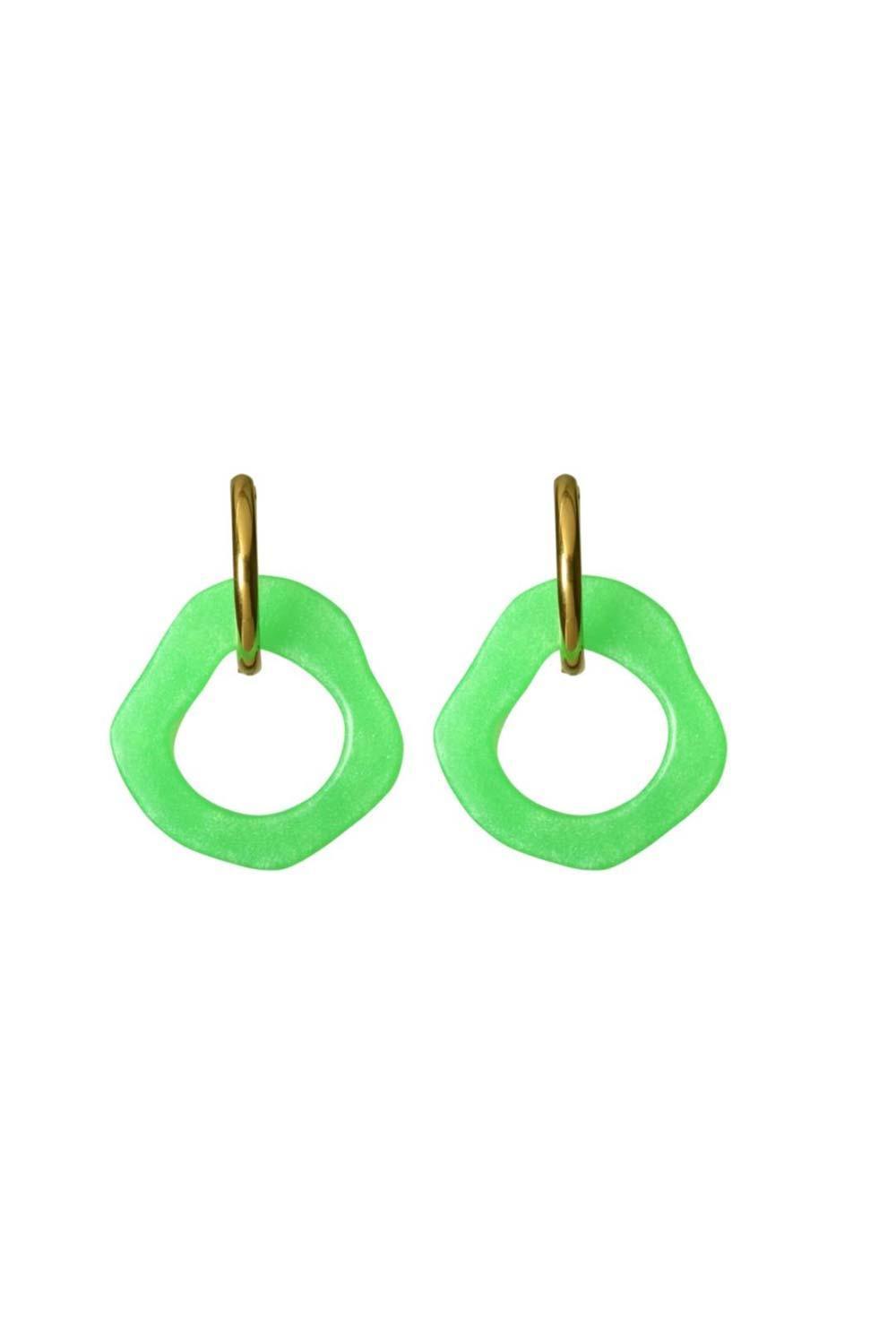 Color Manifesto-Ear Candy Mini Neon Green Küpe-Küpe-1-Milagron.com