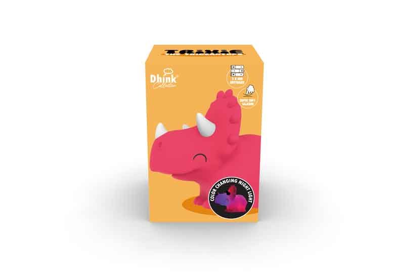 Dhink-Silikon Gece Lambası Triceratops Pembe-Gece Lambası-6-Milagron.com