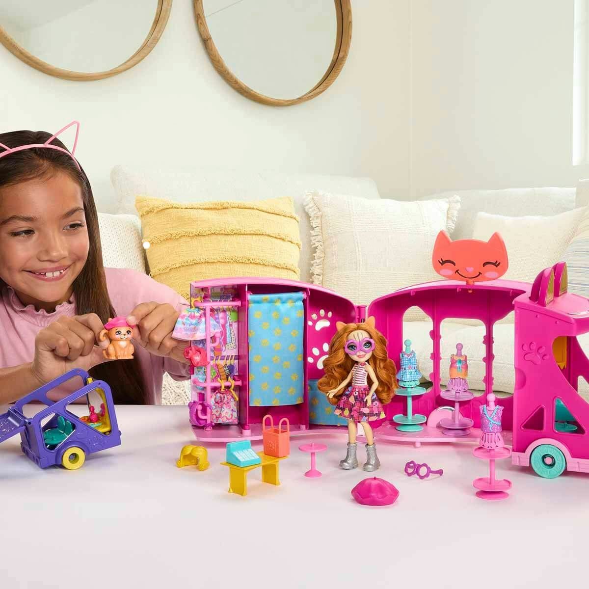 Enchantimals-Enchantimals Kedi Temalı Moda Otobüsü-Oyuncak Bebek ve Oyun Setleri-4-Milagron.com