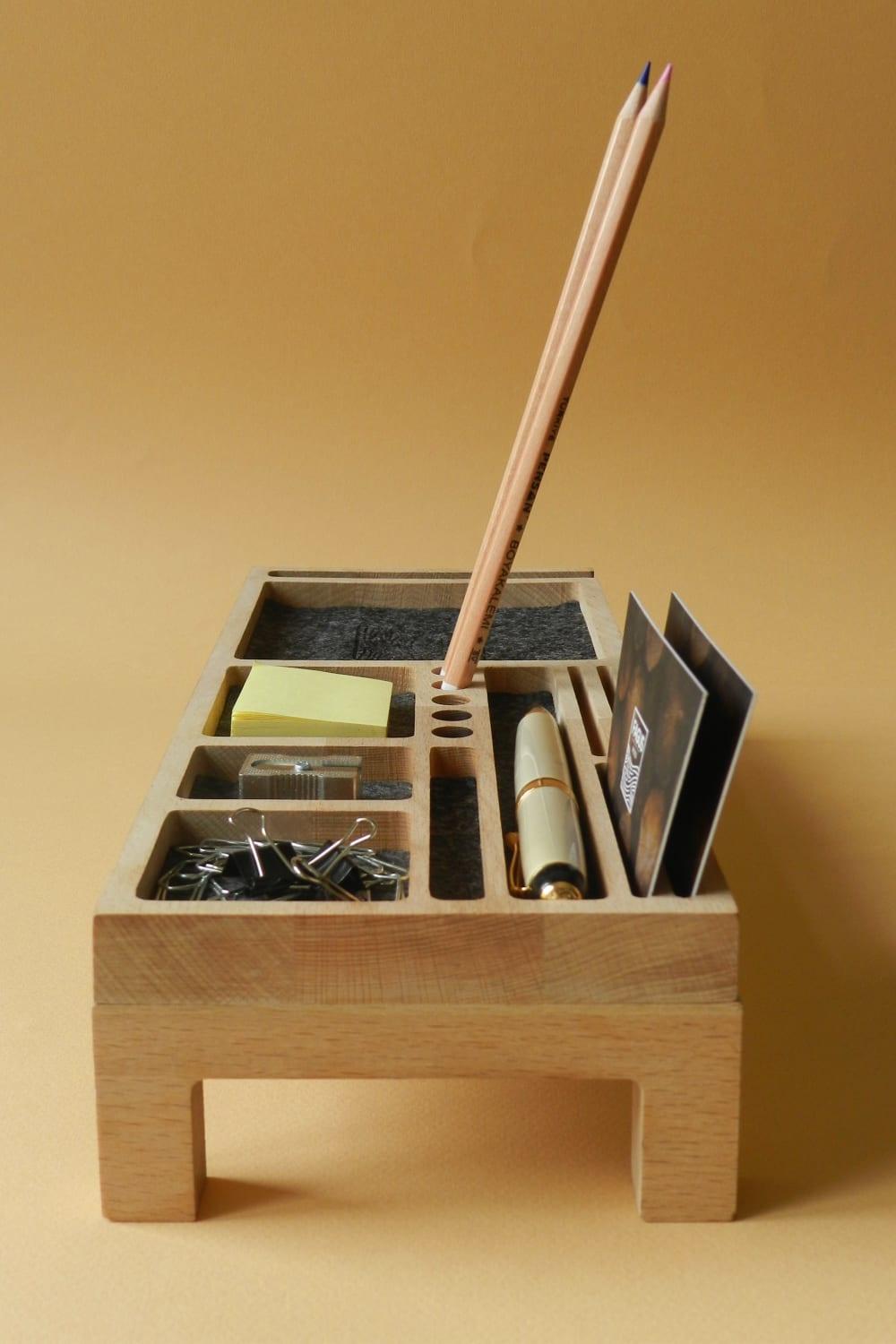Fagus Wood-Mini Sharpy Masa Düzenleyici (Füme)-Masaüstü Organizer-10-Milagron.com