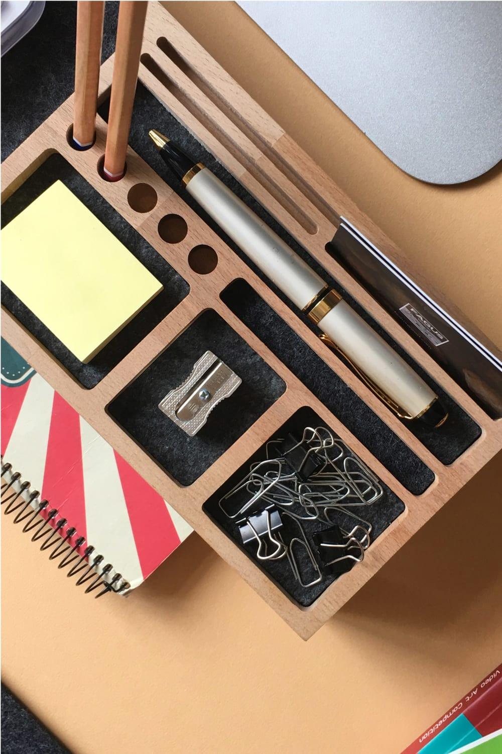 Fagus Wood-Mini Sharpy Masa Düzenleyici (Füme)-Masaüstü Organizer-13-Milagron.com