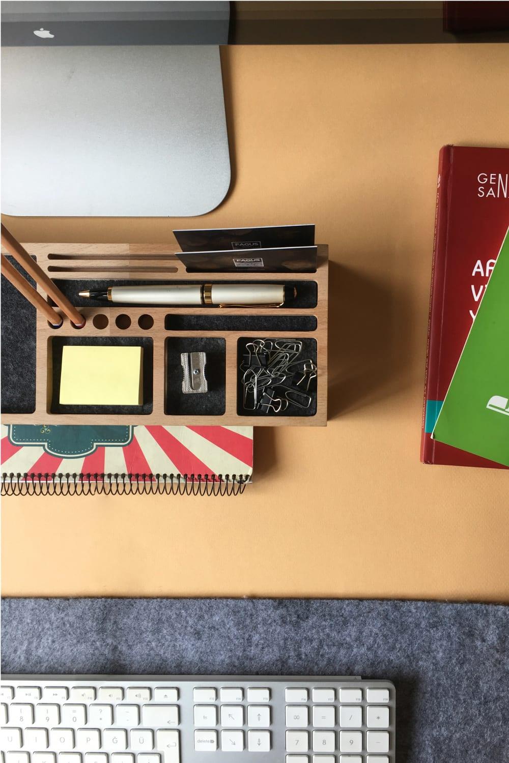 Fagus Wood-Mini Sharpy Masa Düzenleyici (Füme)-Masaüstü Organizer-15-Milagron.com