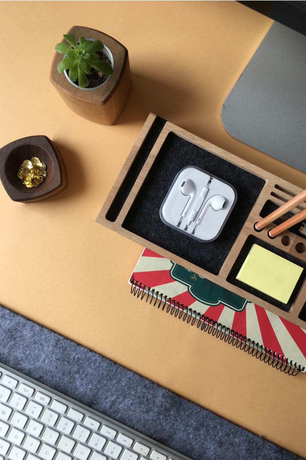 Fagus Wood-Mini Sharpy Masa Düzenleyici (Füme)-Masaüstü Organizer-18-Milagron.com