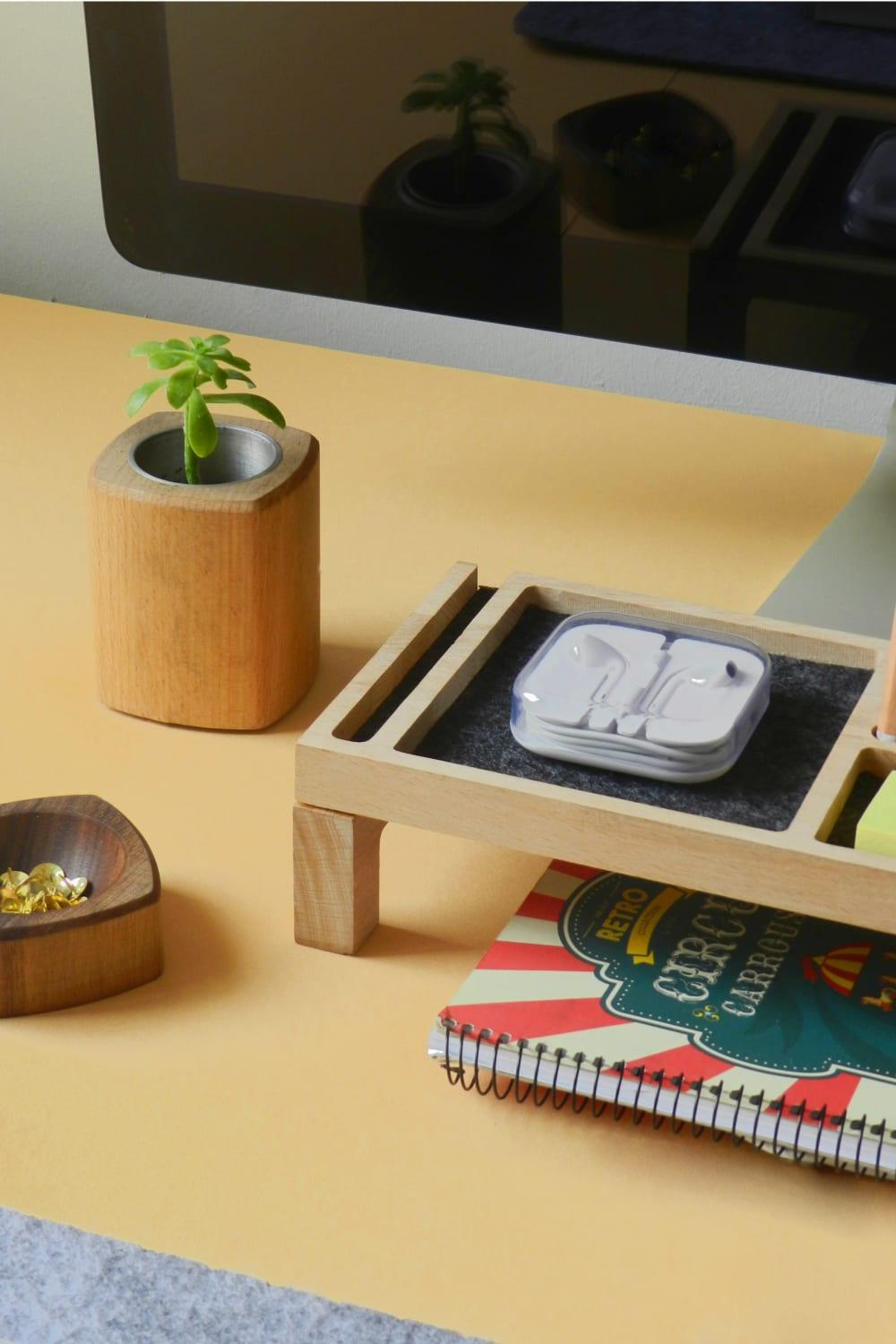 Fagus Wood-Mini Sharpy Masa Düzenleyici (Füme)-Masaüstü Organizer-8-Milagron.com