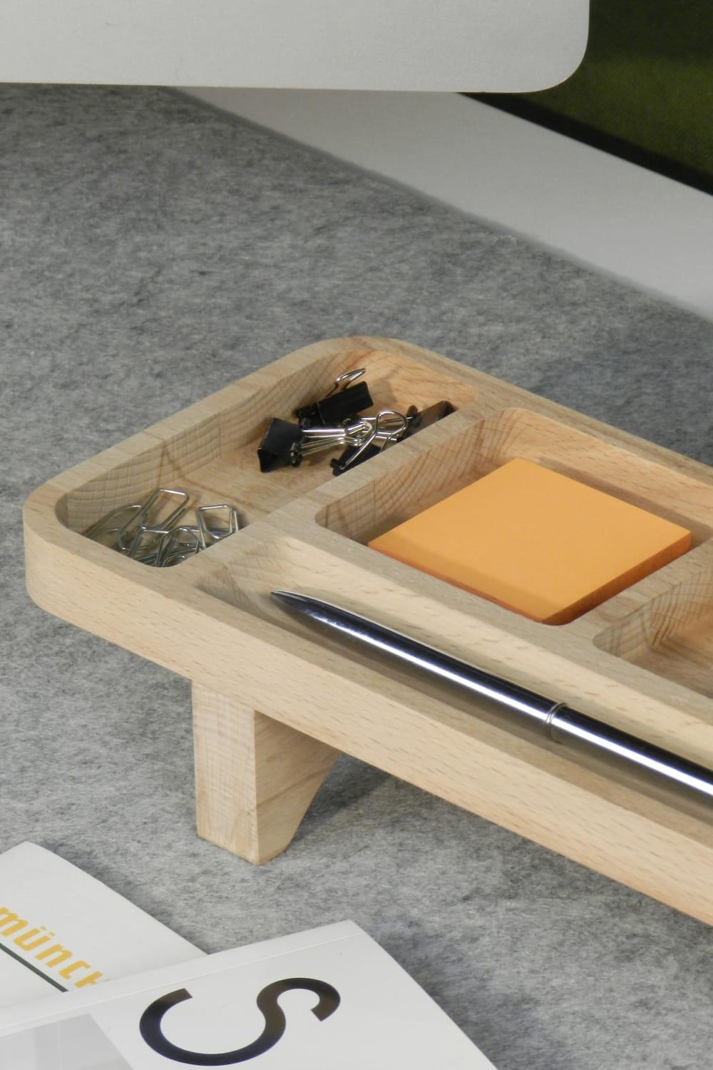 Fagus Wood-Mini Tender Masa Düzenleyici-Masaüstü Organizer-3-Milagron.com