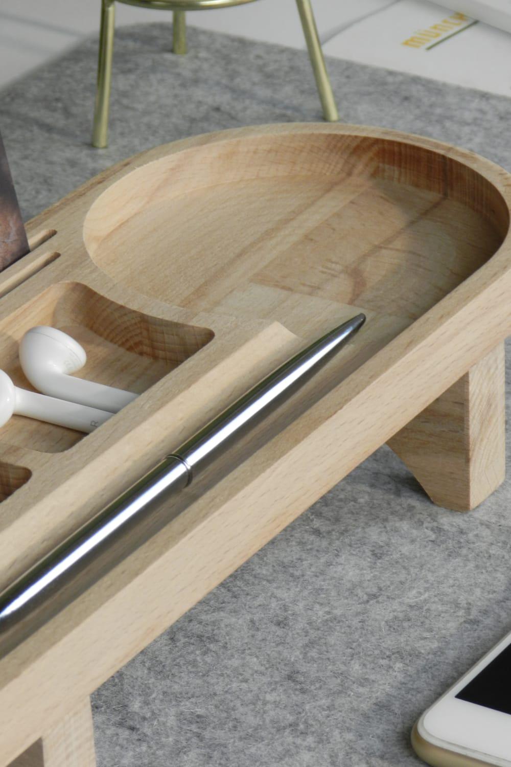 Fagus Wood-Mini Tender Masa Düzenleyici-Masaüstü Organizer-5-Milagron.com