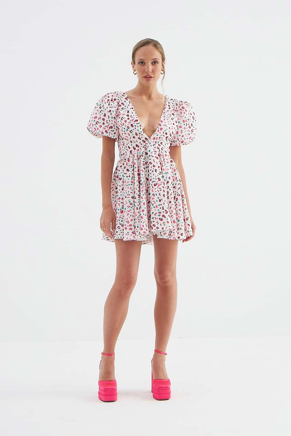 Fickle Hearts-Lilly Karpuz Kollu Mini Elbise-Elbise-1-Milagron.com