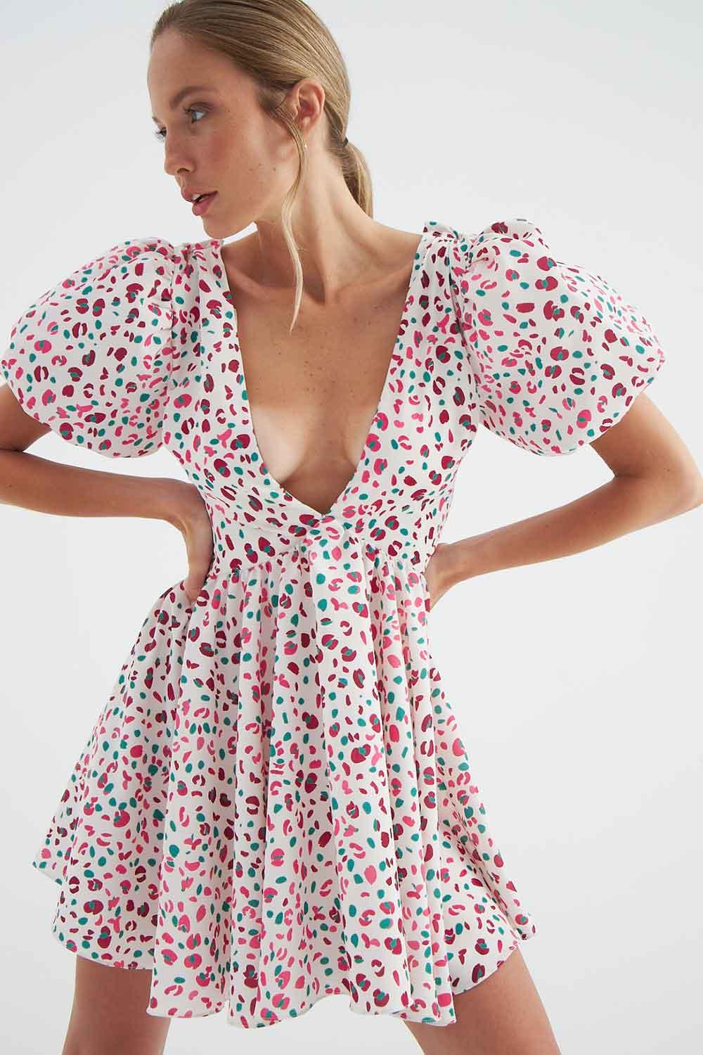 Fickle Hearts-Lilly Karpuz Kollu Mini Elbise-Elbise-5-Milagron.com