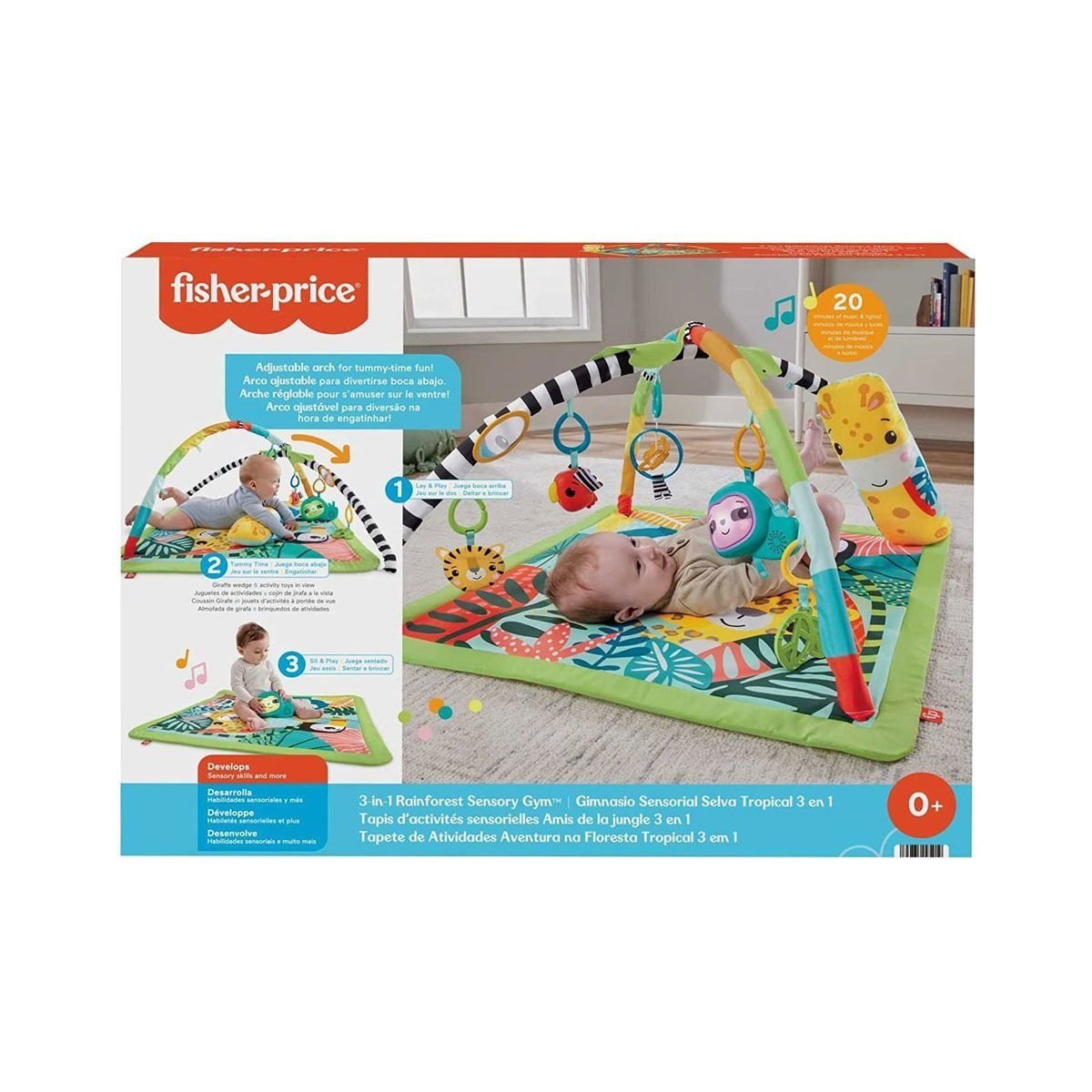 Fisher-Price-3Ü1 Arada Yağmur Ormanı Jimnastik Merkezi-Bebek Oyuncakları-1-Milagron.com