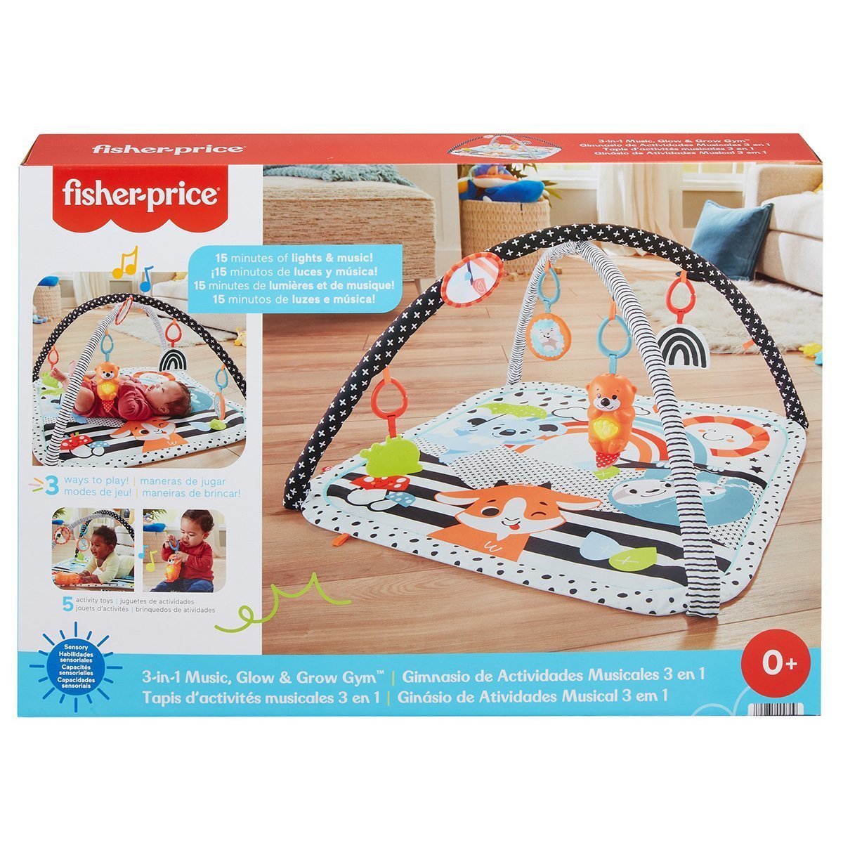 Fisher-Price-Neşeli Hayvanlar 3ü1 Arada Jimnastik Merkezi-Bebek Oyuncakları-1-Milagron.com