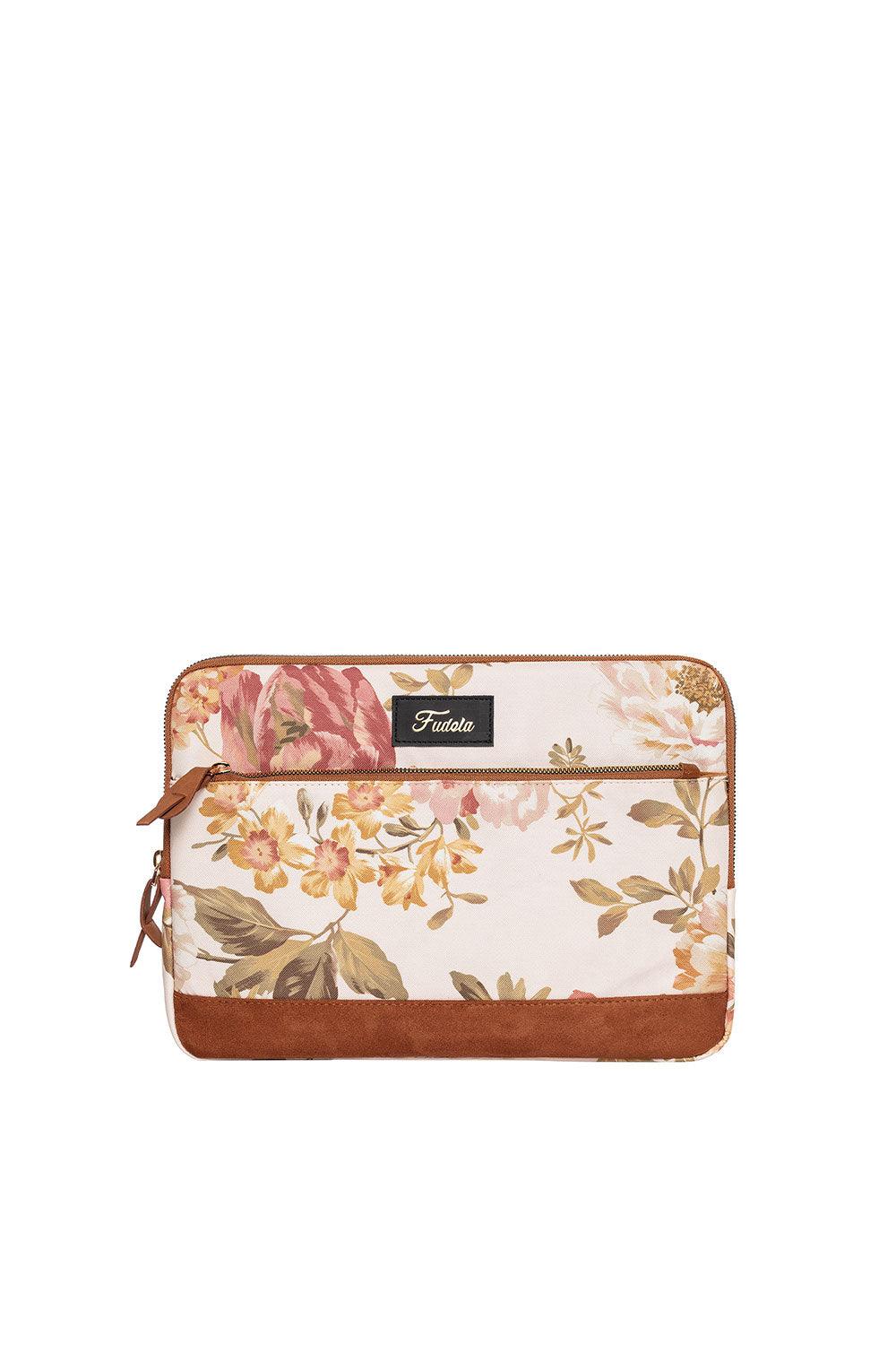 Fudela-Fudela 13-14 Inch Cream Roses Macbook- Laptop Bag-Laptop Çantası-1-Milagron.com