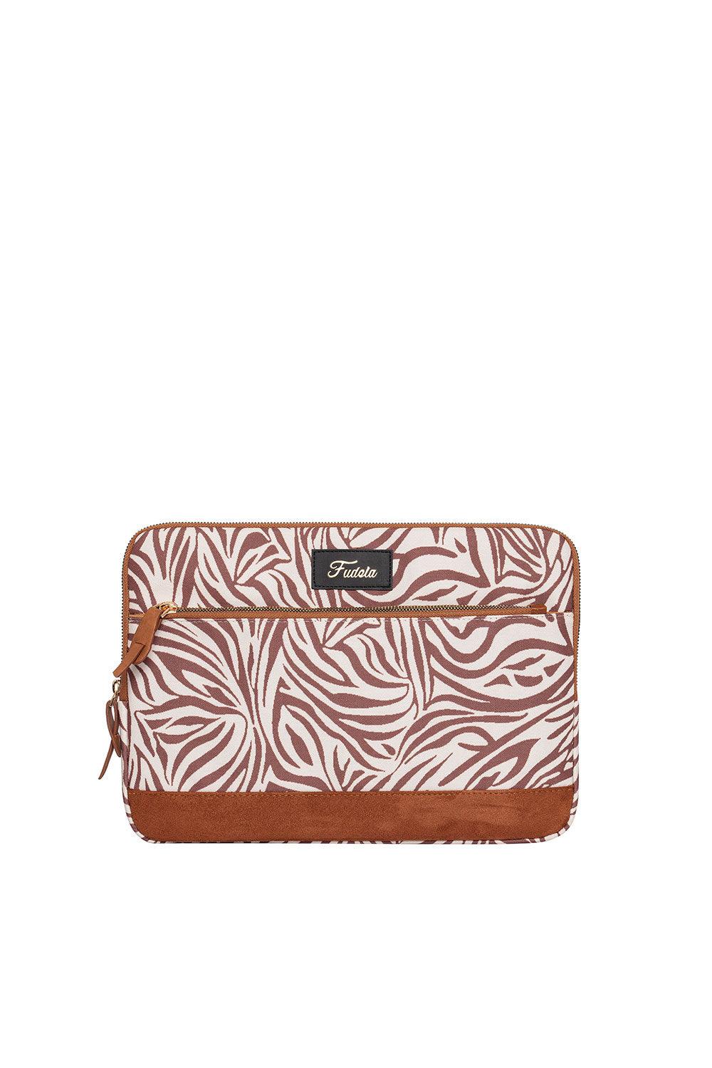 Fudela-Fudela 13-14 Inch Cream Zebra Macbook- Laptop Bag-Laptop Çantası-1-Milagron.com