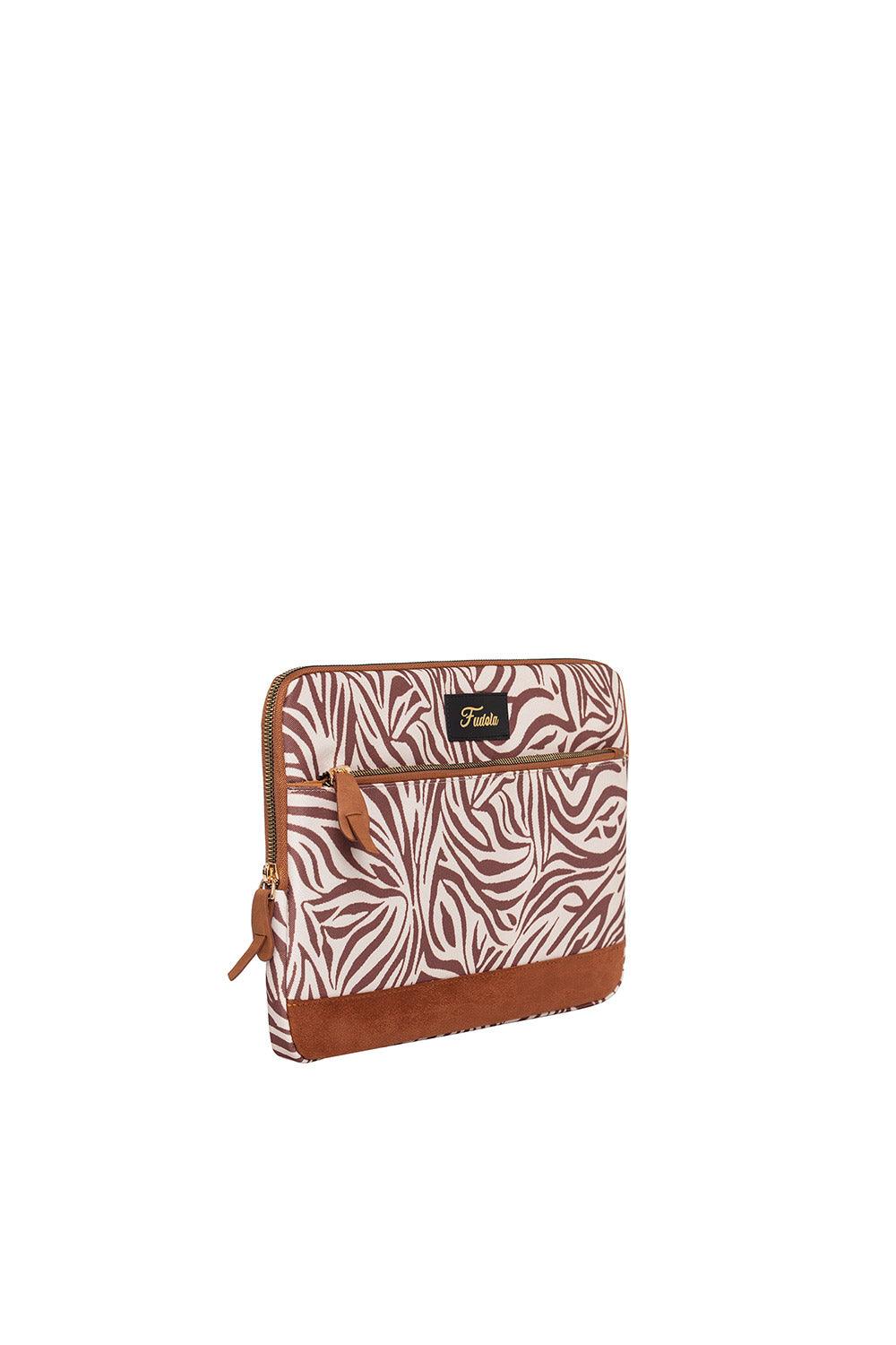 Fudela-Fudela 13-14 Inch Cream Zebra Macbook- Laptop Bag-Laptop Çantası-2-Milagron.com