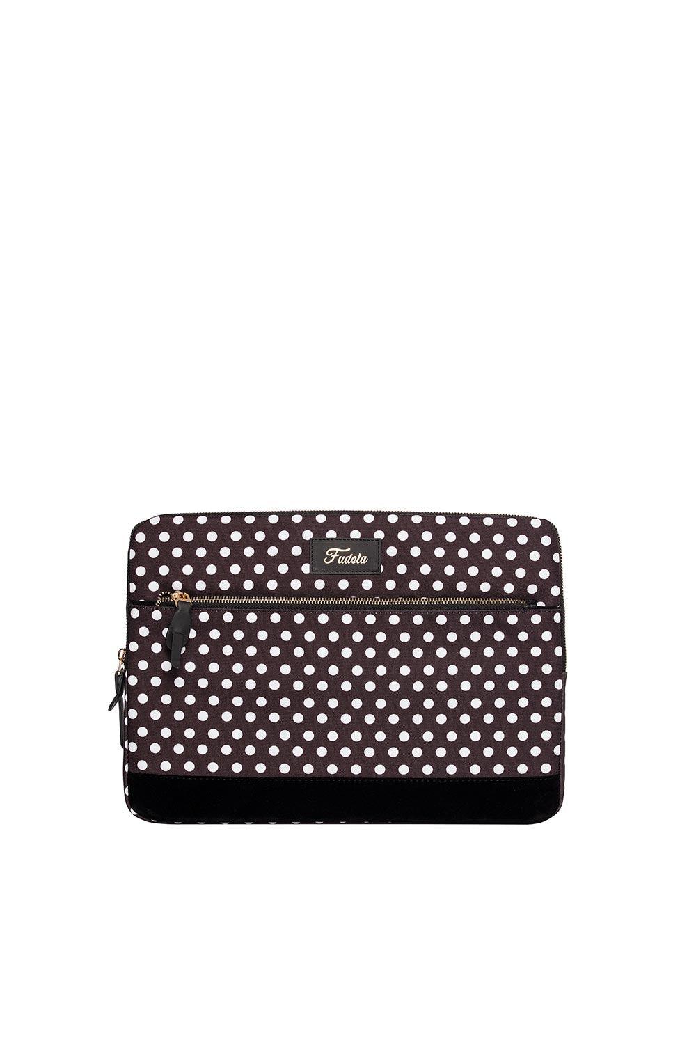 Fudela-Fudela 15.6 Inch Black Polka Dot Macbook- Laptop Bag-Laptop Çantası-1-Milagron.com