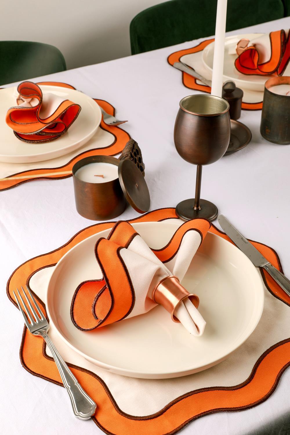 Gaia's Store-Gia Mat Bakır Peçete Halkası-4'lü Set-Mutfak Aksesuarları-3-Milagron.com