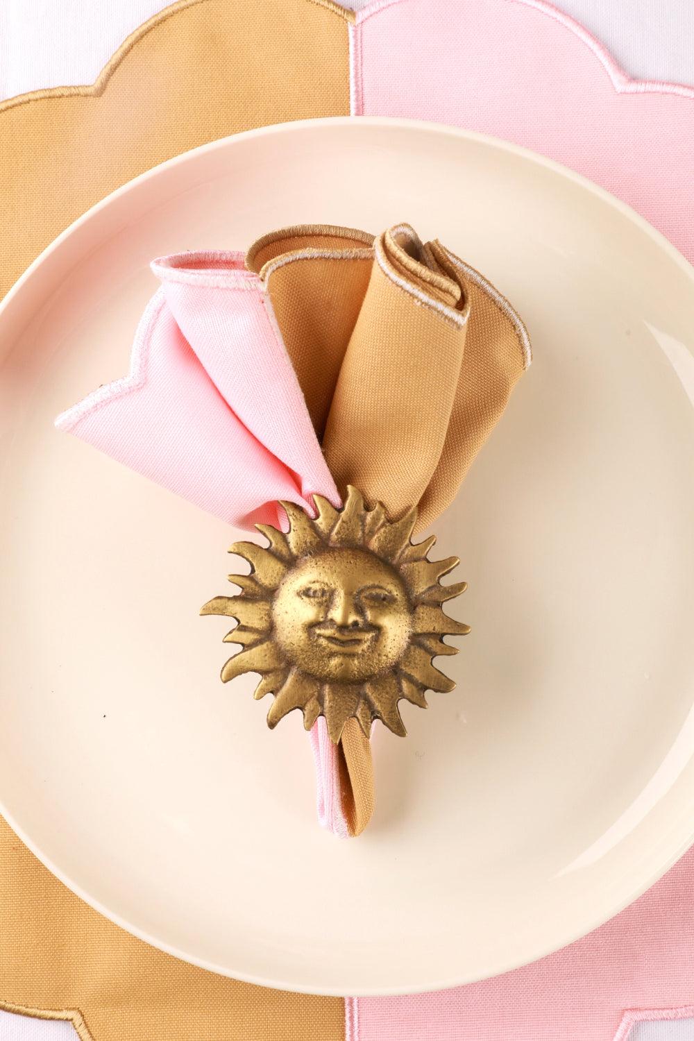Gaia's Store-SUN Pirinç Peçete Halkası Mat- 2'li Set-Napkin Ring-Peçete-1-Milagron.com