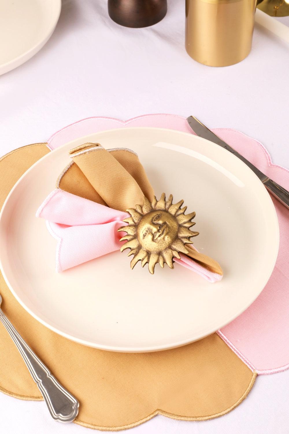 Gaia's Store-SUN Pirinç Peçete Halkası Mat- 2'li Set-Napkin Ring-Peçete-2-Milagron.com