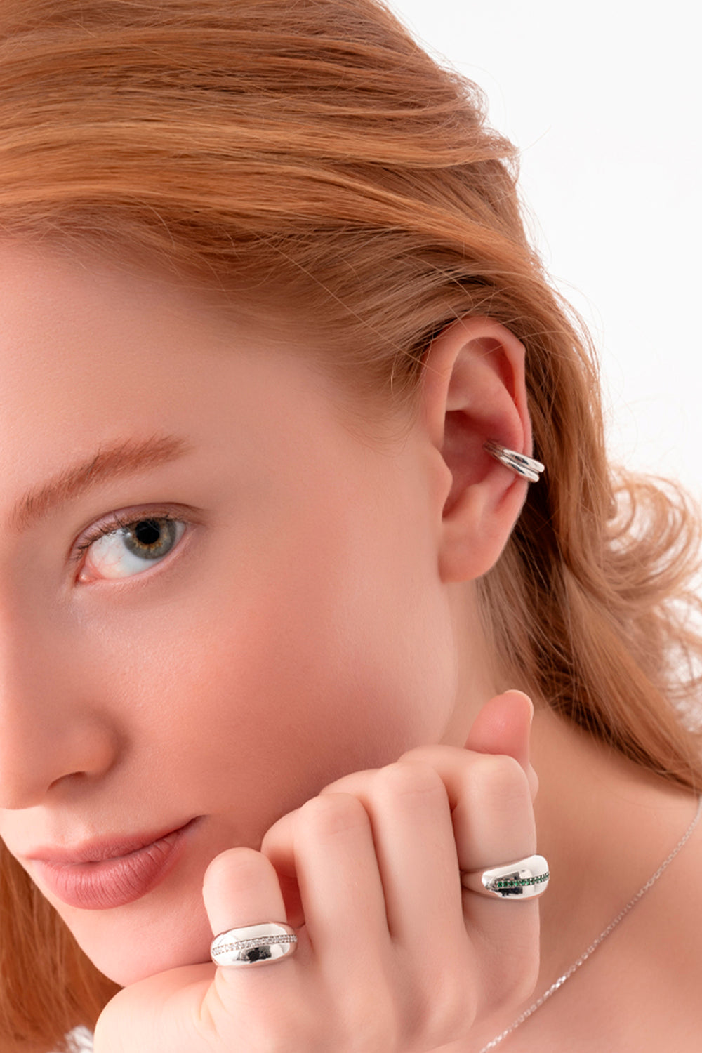 Gal İstanbul-Small Twin Earcuff Silver-Küpe-2-Milagron.com