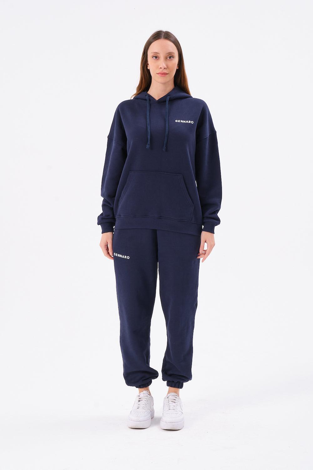 Gennaro-Oversize Sweatshirt - Lacivert-Sweatshirts & Hoodies-1-Milagron.com