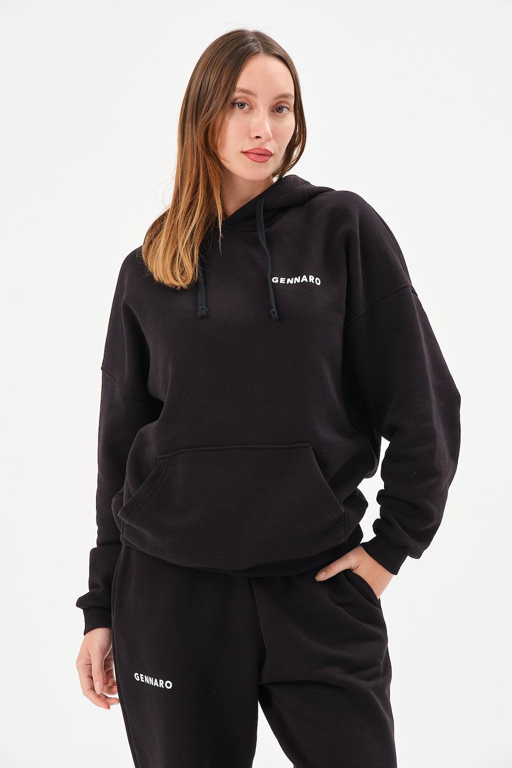 Gennaro-Oversize Sweatshirt - Siyah-Sweatshirts & Hoodies-1-Milagron.com