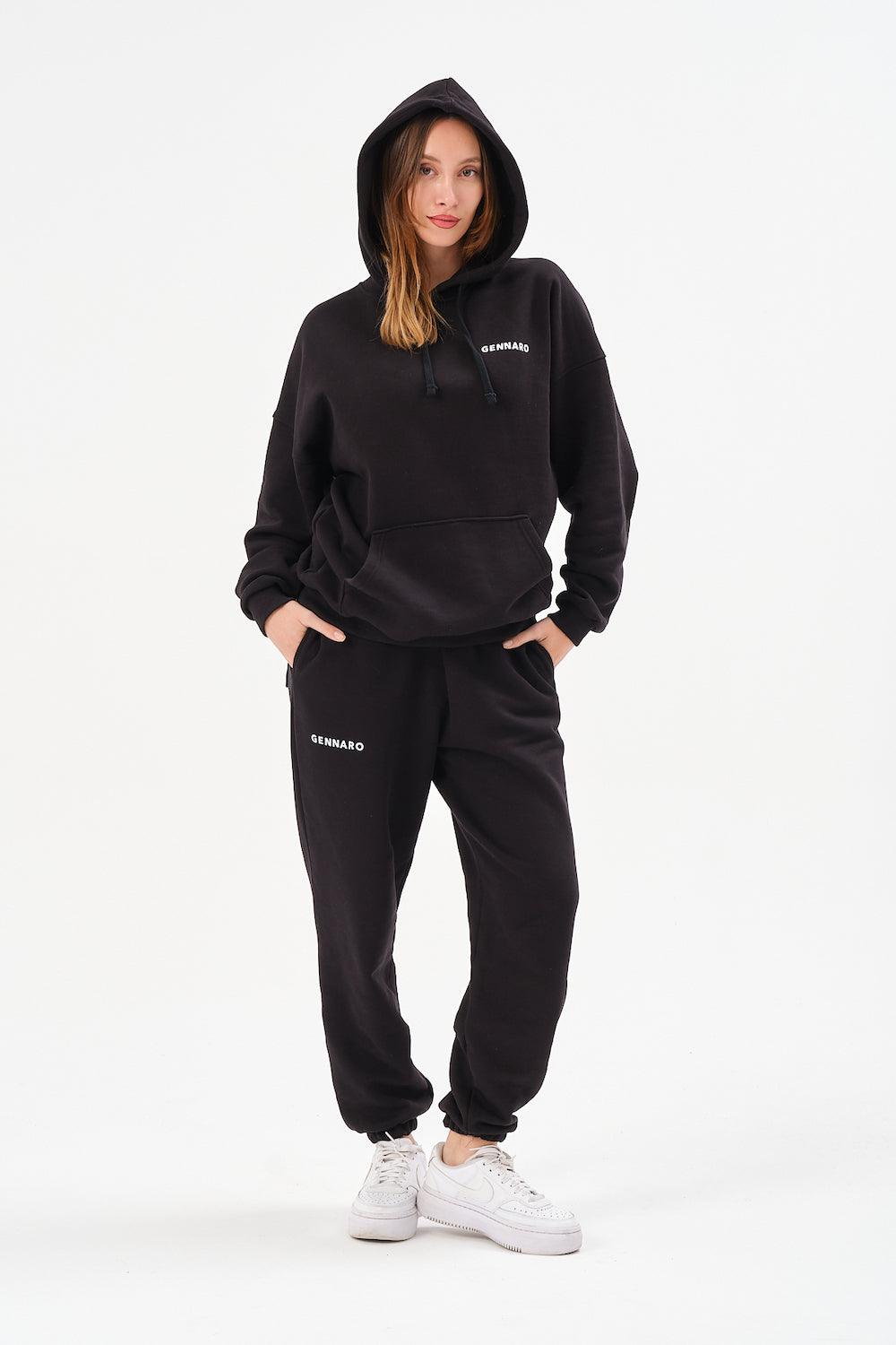 Gennaro-Oversize Sweatshirt - Siyah-Sweatshirts & Hoodies-4-Milagron.com