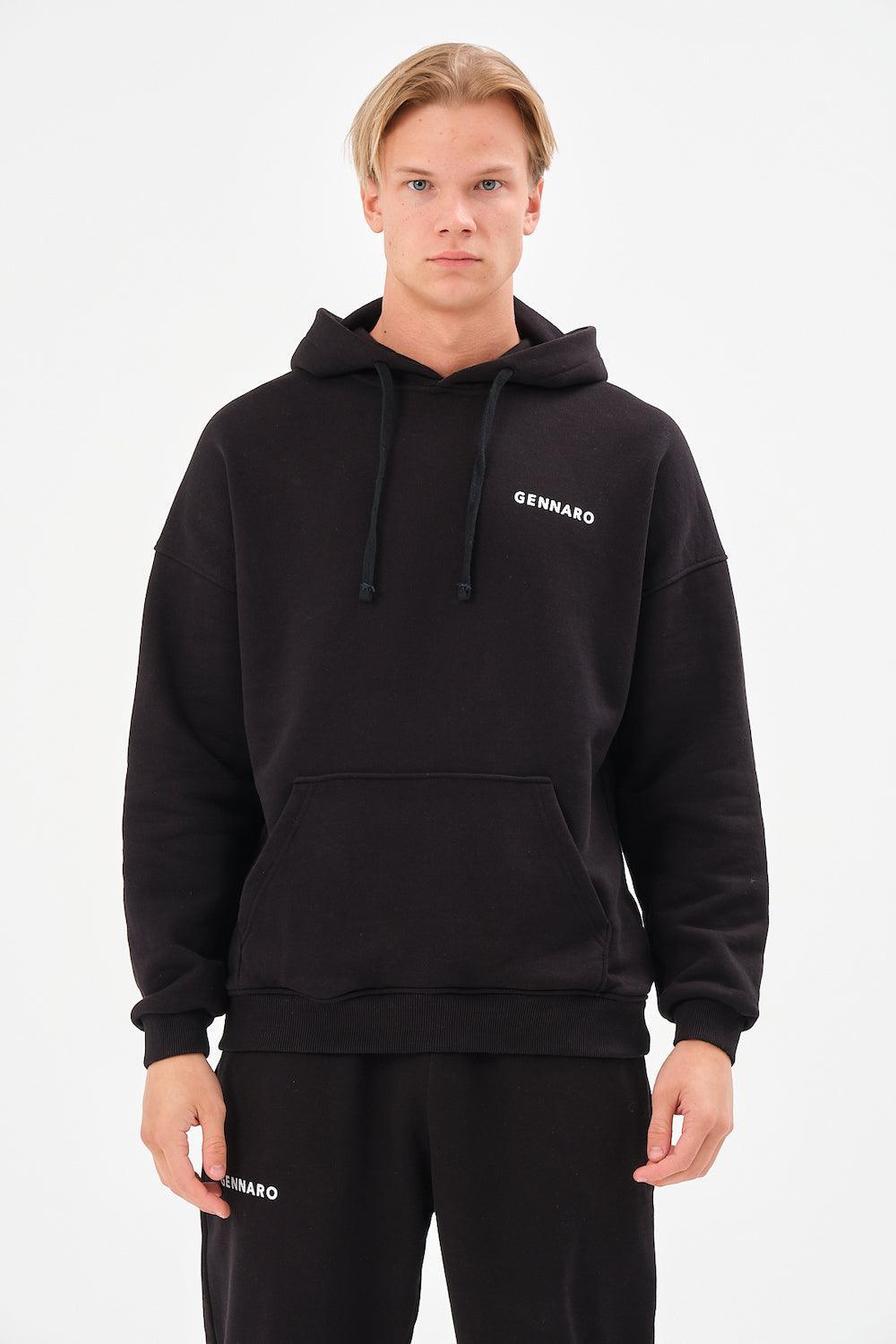 Gennaro-Oversize Sweatshirt - Siyah-Sweatshirts & Hoodies-5-Milagron.com