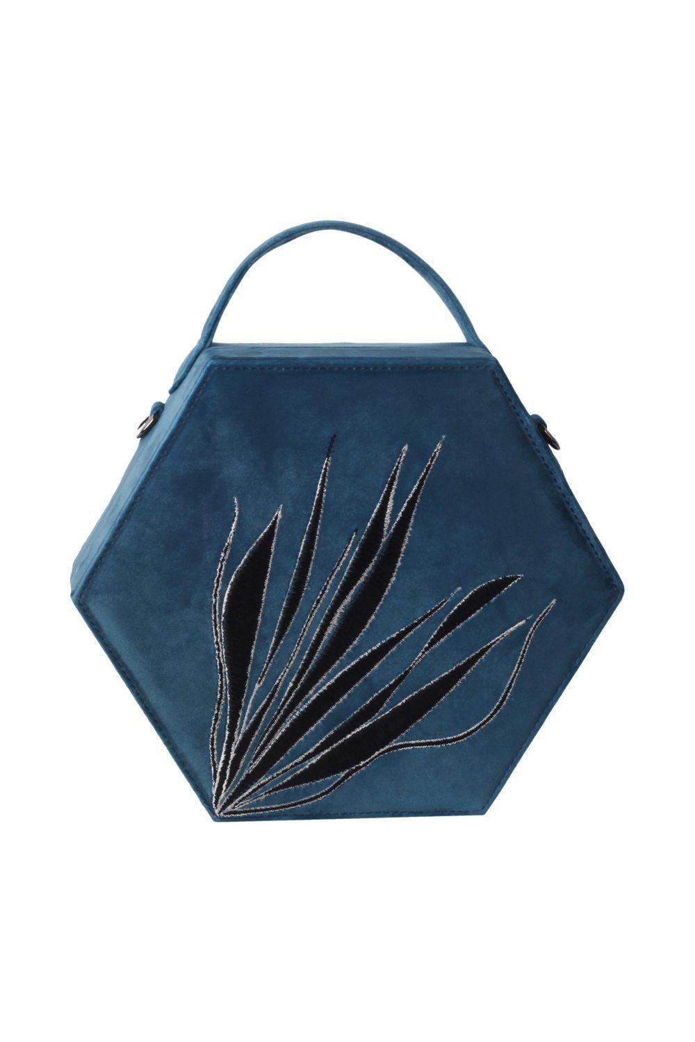 Geomi-Hexagon Çanta - Petrol Mavisi-Omuz Çantası-2-Milagron.com