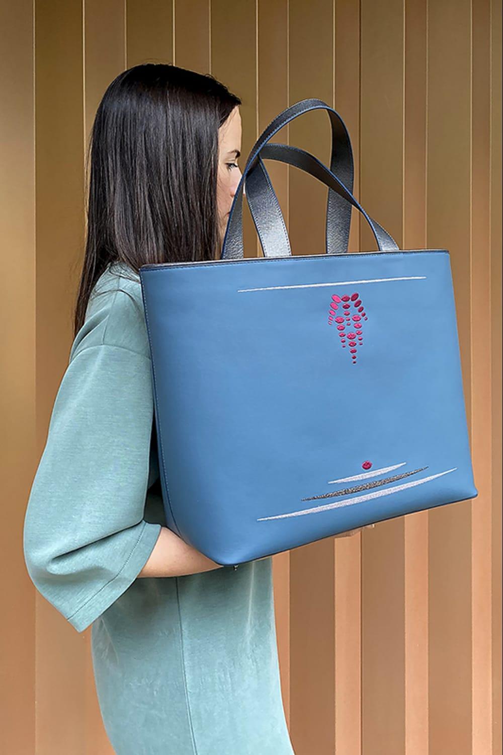 Geomi-Mun Tote - Travel Size - Petrol-Omuz Çantası-2-Milagron.com