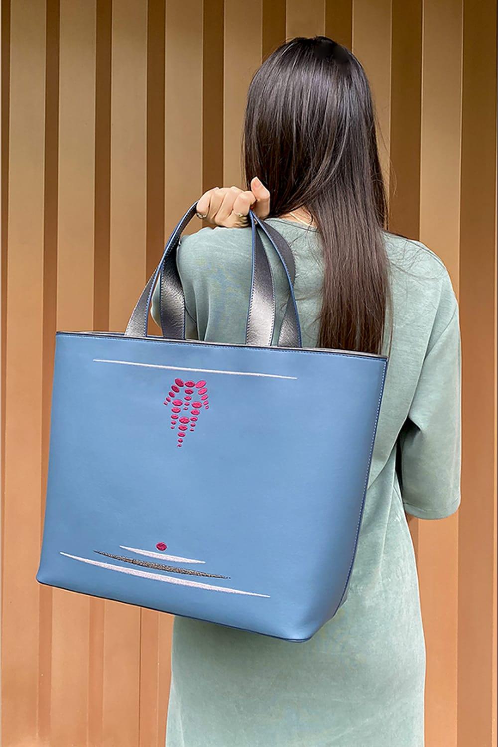 Geomi-Mun Tote - Travel Size - Petrol-Omuz Çantası-3-Milagron.com