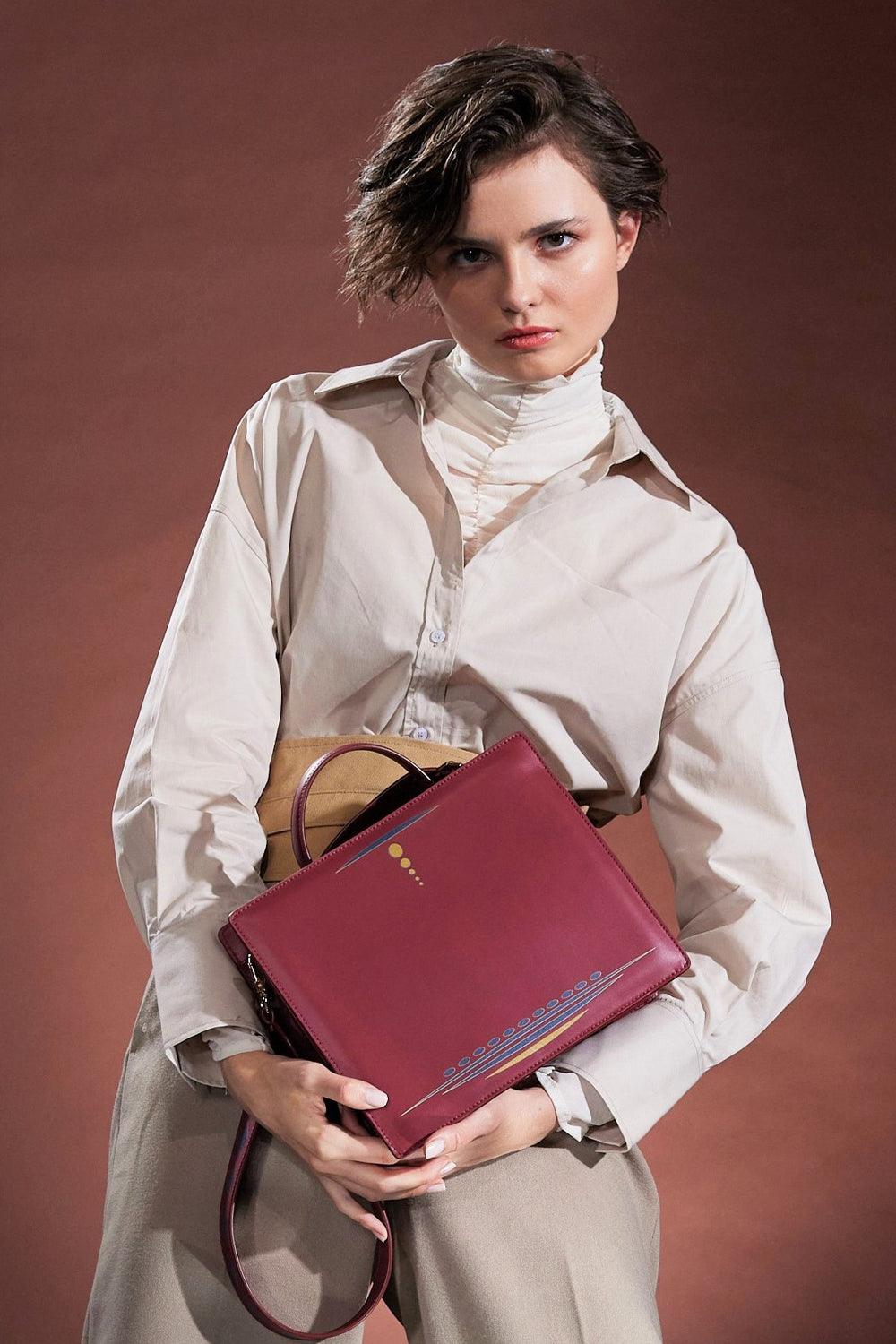 Geomi-Ray Çanta - Bordo-Omuz Çantası-1-Milagron.com