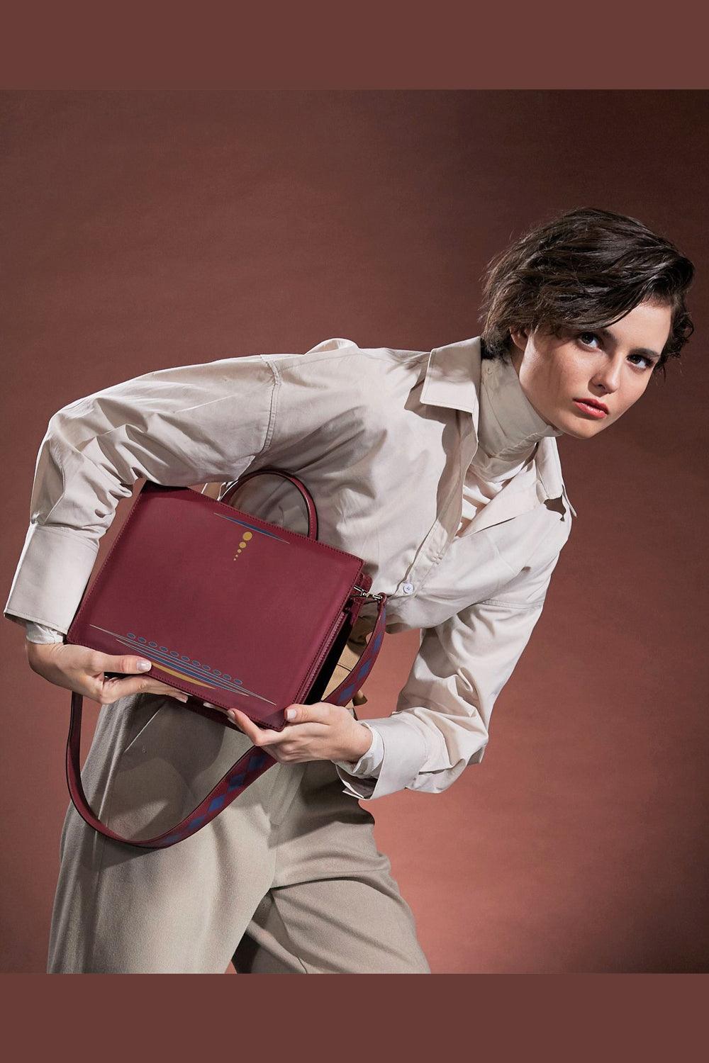 Geomi-Ray Çanta - Bordo-Omuz Çantası-2-Milagron.com