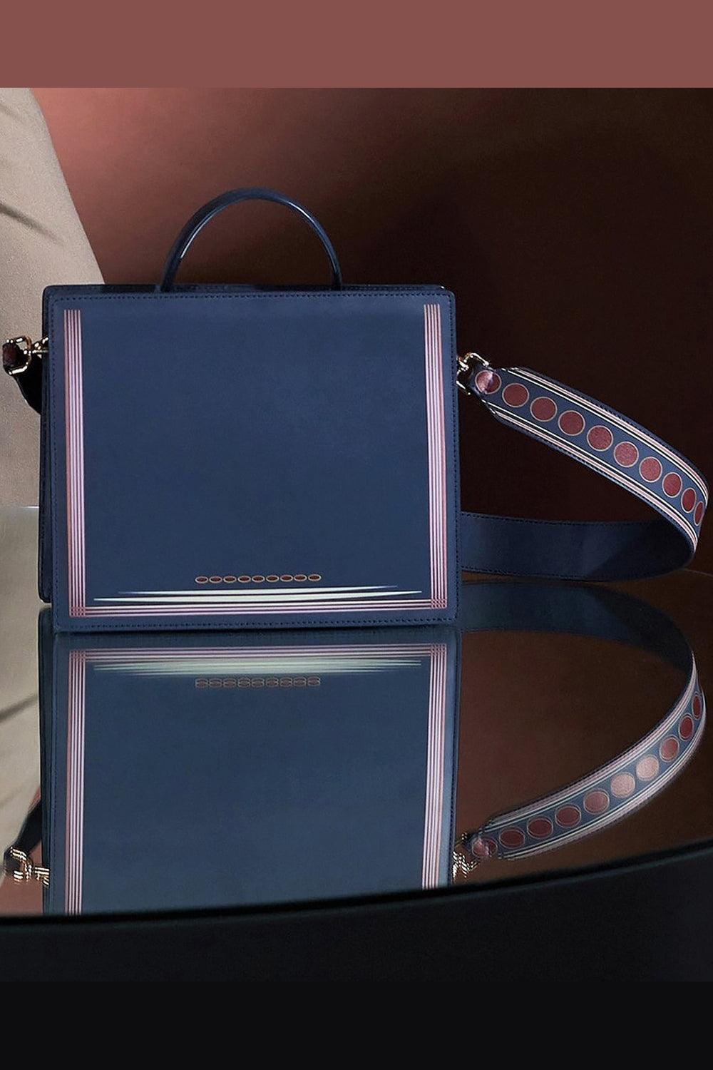 Geomi-Ray Çanta - Lacivert Lines-Omuz Çantası-7-Milagron.com