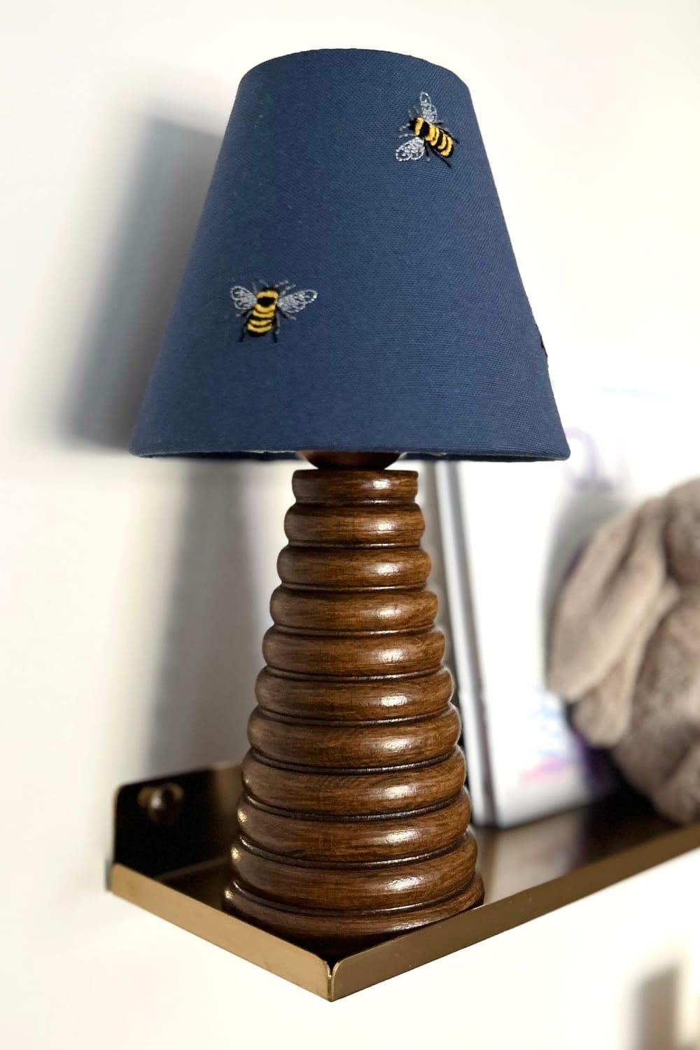 Giran Maye-Bees Are Around Navy Mini Lamp-Abajur-1-Milagron.com