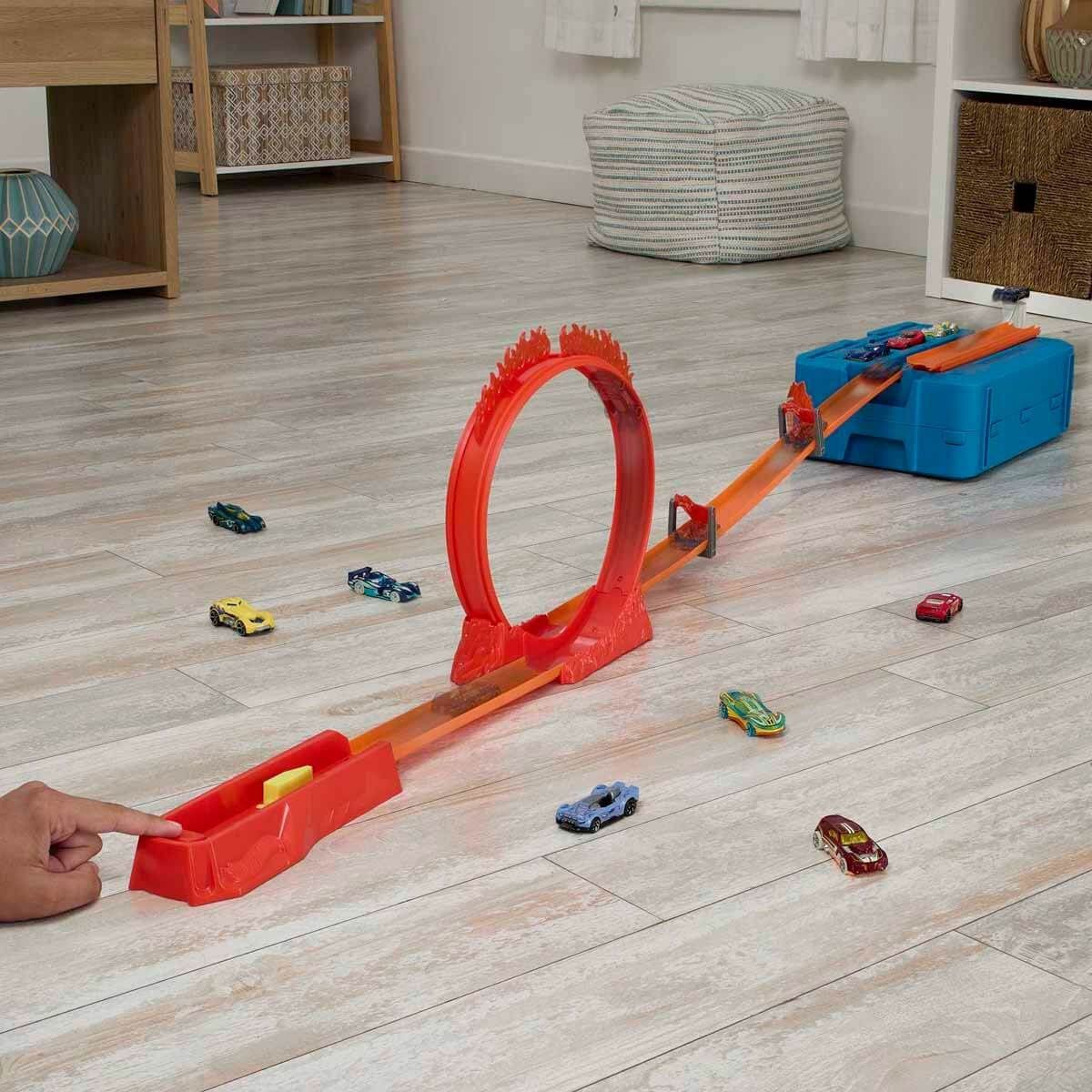 Hot Wheels-Track Builder Alev Temalı Akrobasi Seti-Oyuncak Arabalar ve Setleri-6-Milagron.com