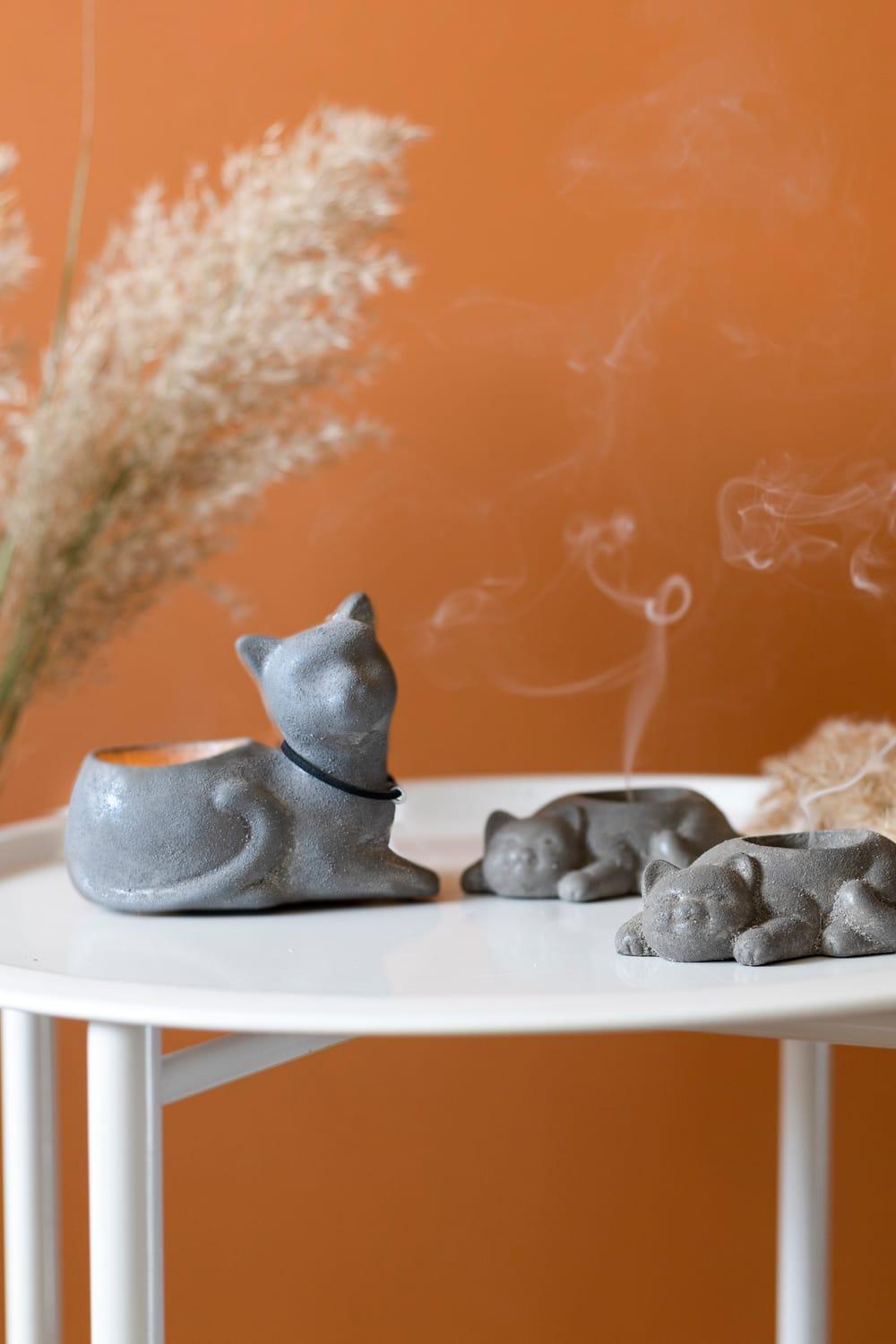 Jomo Tasarım-Beton Kedi Mumluk Seti-Mumluk & Şamdan-1-Milagron.com