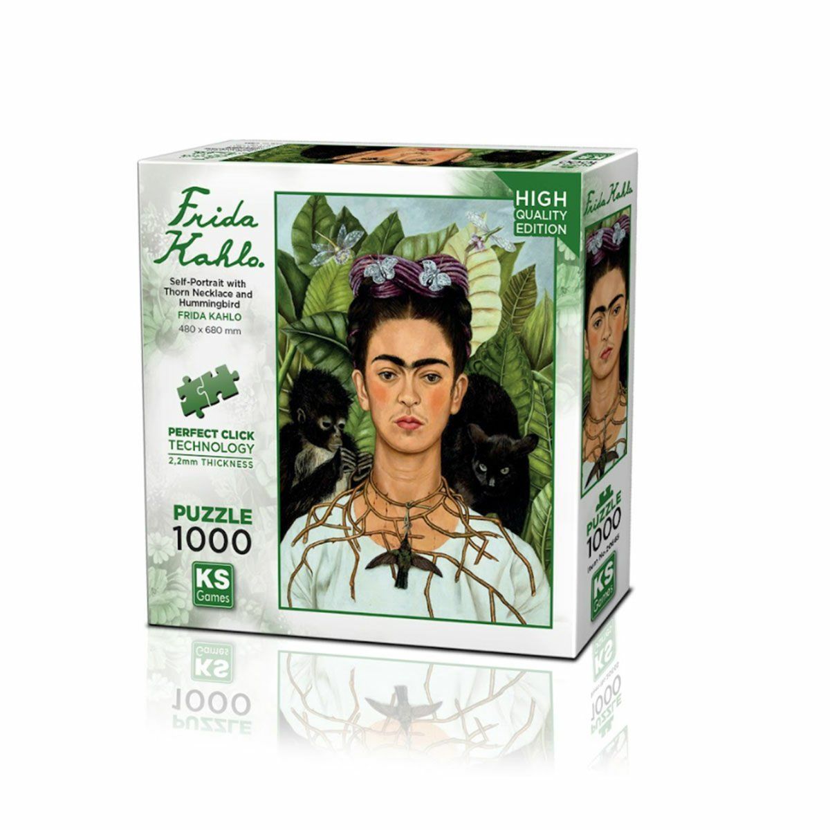KS Puzzle-Diken Kolye Ve Sinek Kuşlu Kendi Portresi Frida Kahlo 1000 Parça Puzzle-Puzzle-1-Milagron.com