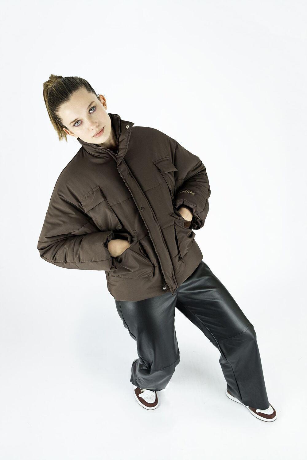 Kahshan-Chocolate 'Puffart' Padded Puffer Jacket-Mont-4-Milagron.com