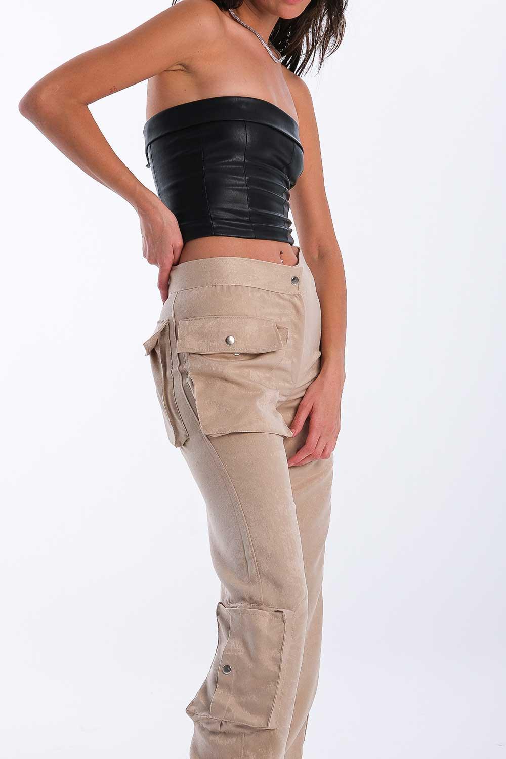 Kahshan-Doyenne Cargo Pants Beige-Pantolon-5-Milagron.com